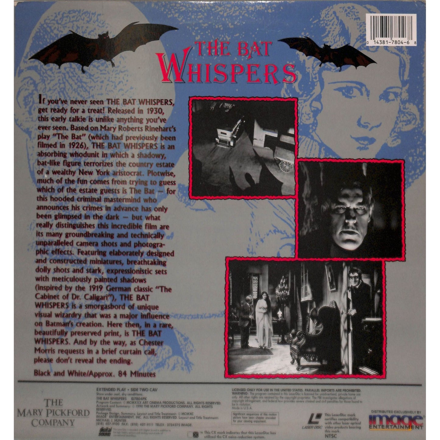 The Bat Whispers (1930) Laserdisc Video