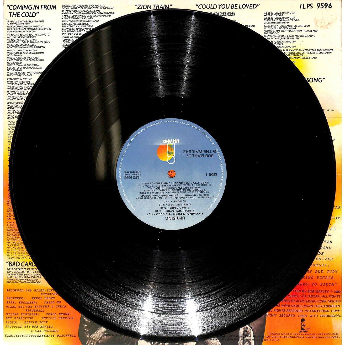 Bob Marley & the Wailers - Uprising Vinyl Record ILPS 9596