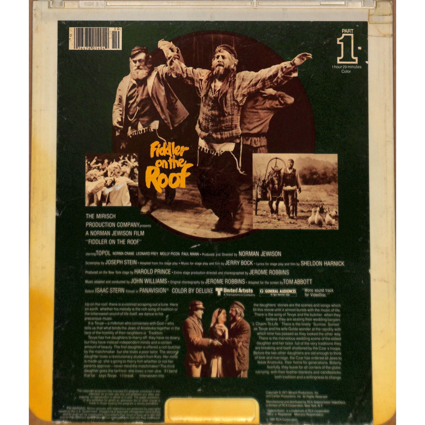 Fiddler on the Roof 1971 Vintage CED RCA SelectaVision Videodisc TESTED WORKING