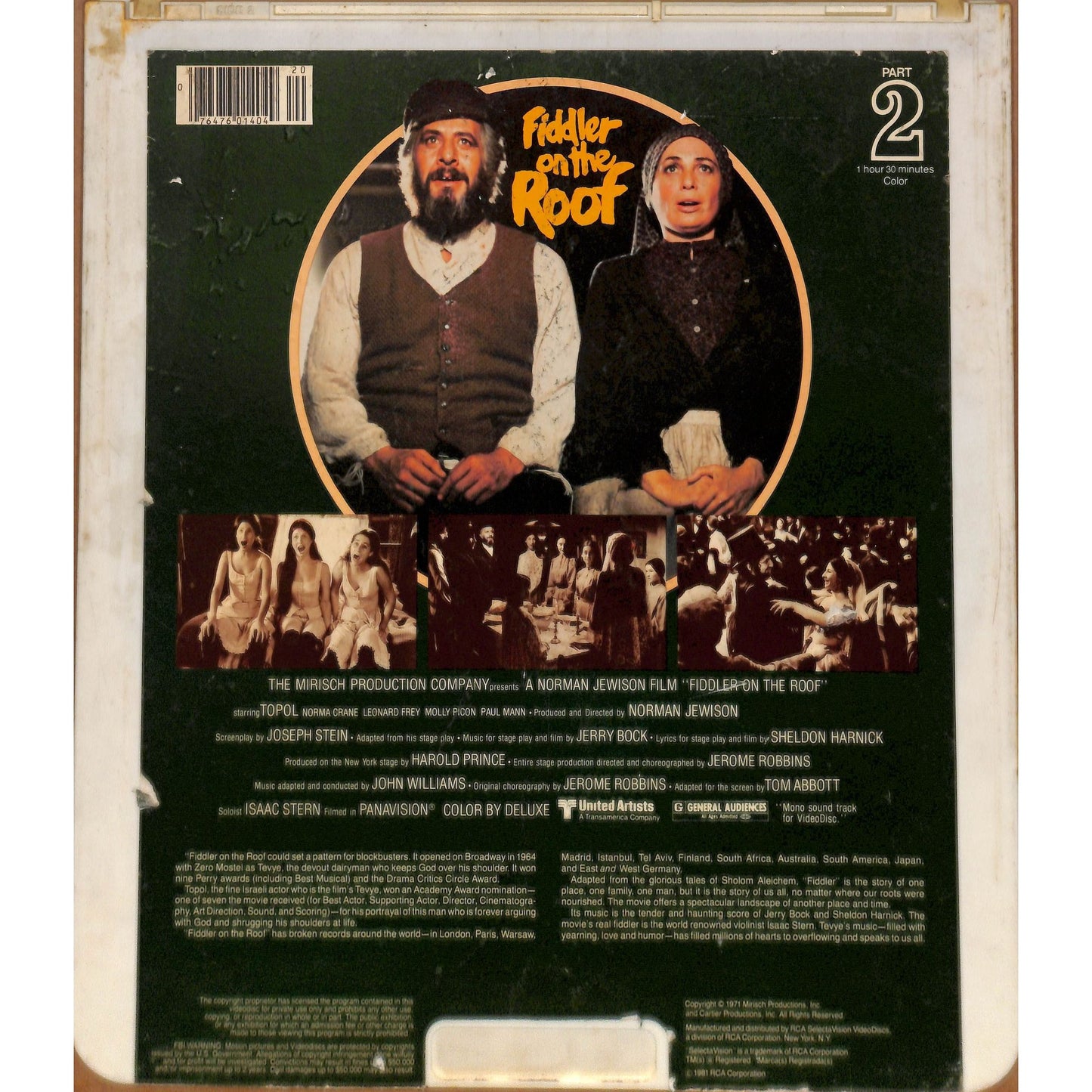 Fiddler on the Roof 1971 Vintage CED RCA SelectaVision Videodisc TESTED WORKING