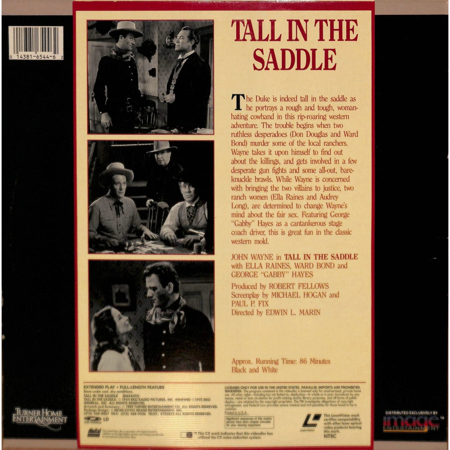 Tall in The Saddle (1944) Laserdisc Video