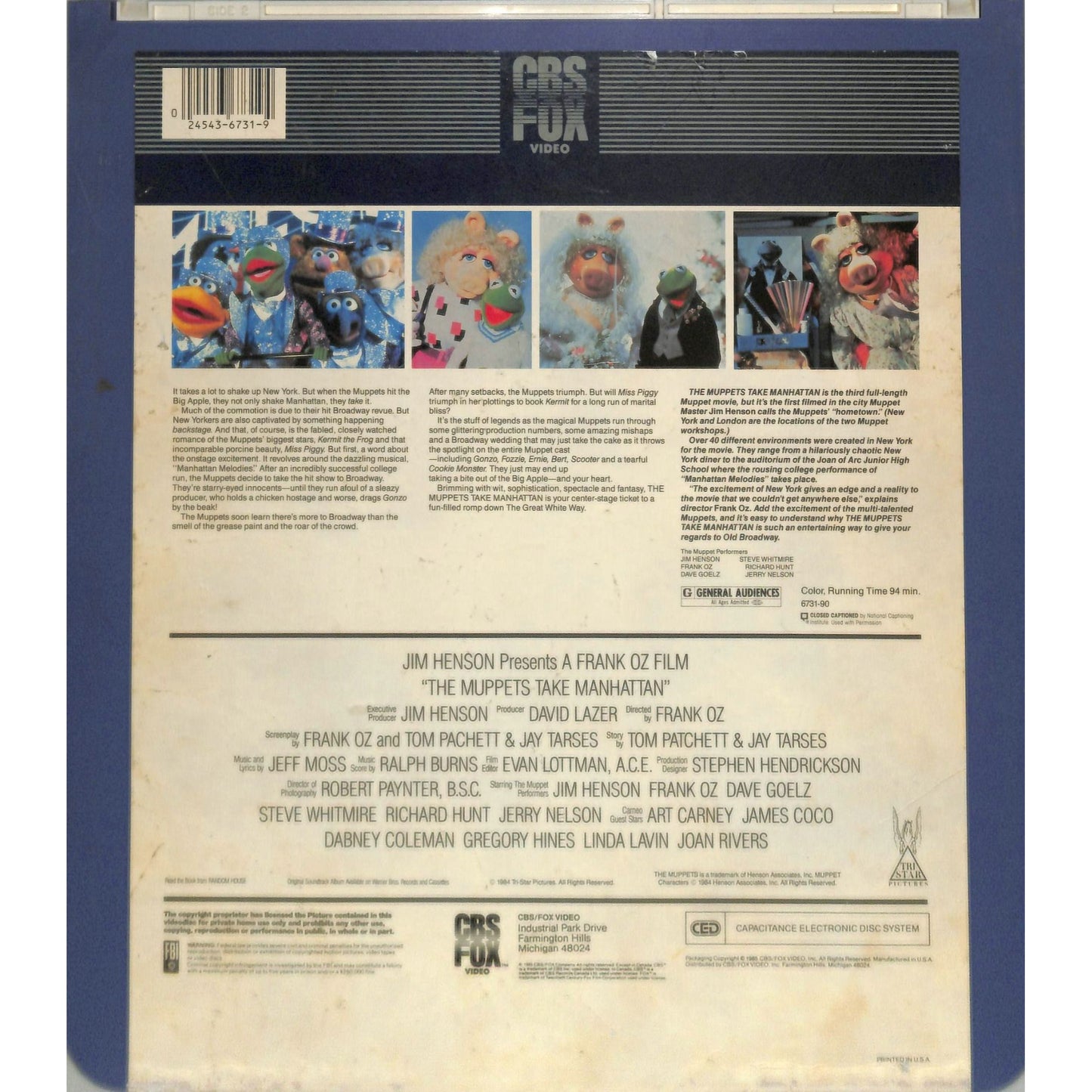 The Muppets Take Manhattan (1984) Vintage CED Videodisc TESTED WORKING
