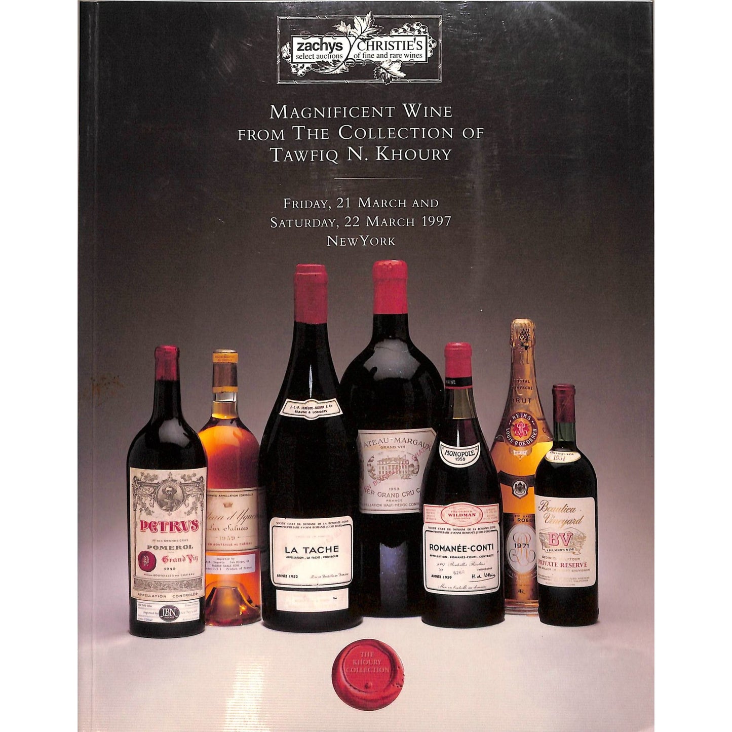 Christie's Magnificent Wine collection of Tawfiq N. Khoury Auction Catalog