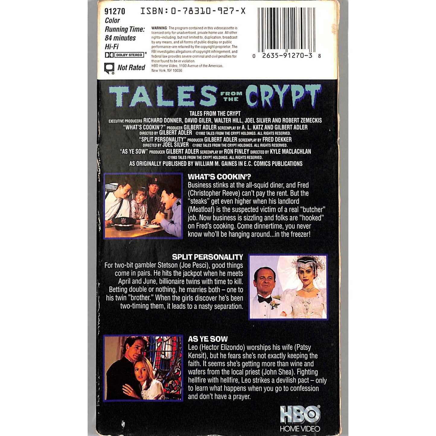 Tales From the Crypt (1989) VHS Tape Good condition