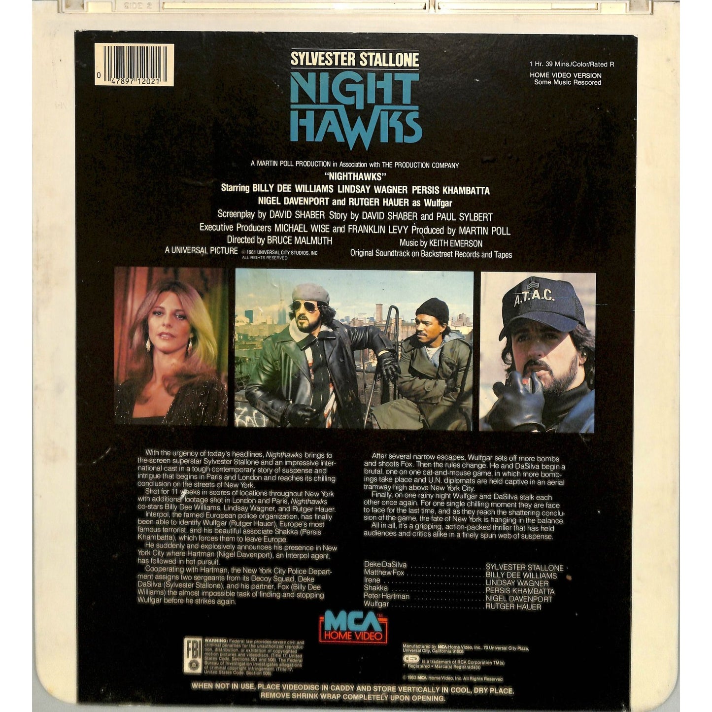Nighthawks (1981) Vintage CED Videodisc