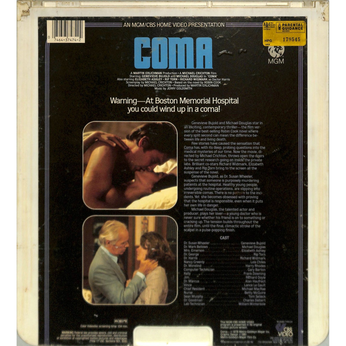 Coma (1978) CED Videodisc TESTED WORKING