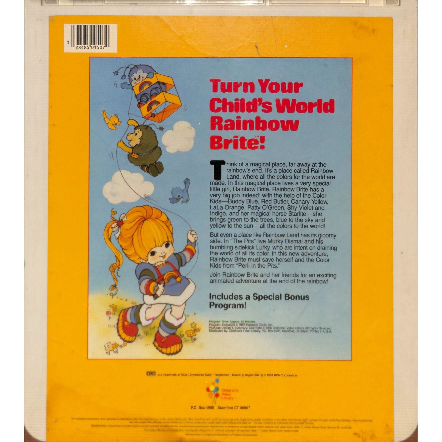 Rainbow Brite (1984) Vintage CED RCA SelectaVision Videodisc TESTED WORKING