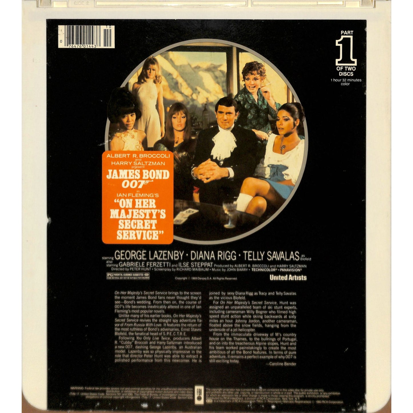 On Her Majesty's Secret Service Parts 1 & 2 (1969) Vintage CED Videodisc TESTED WORKING
