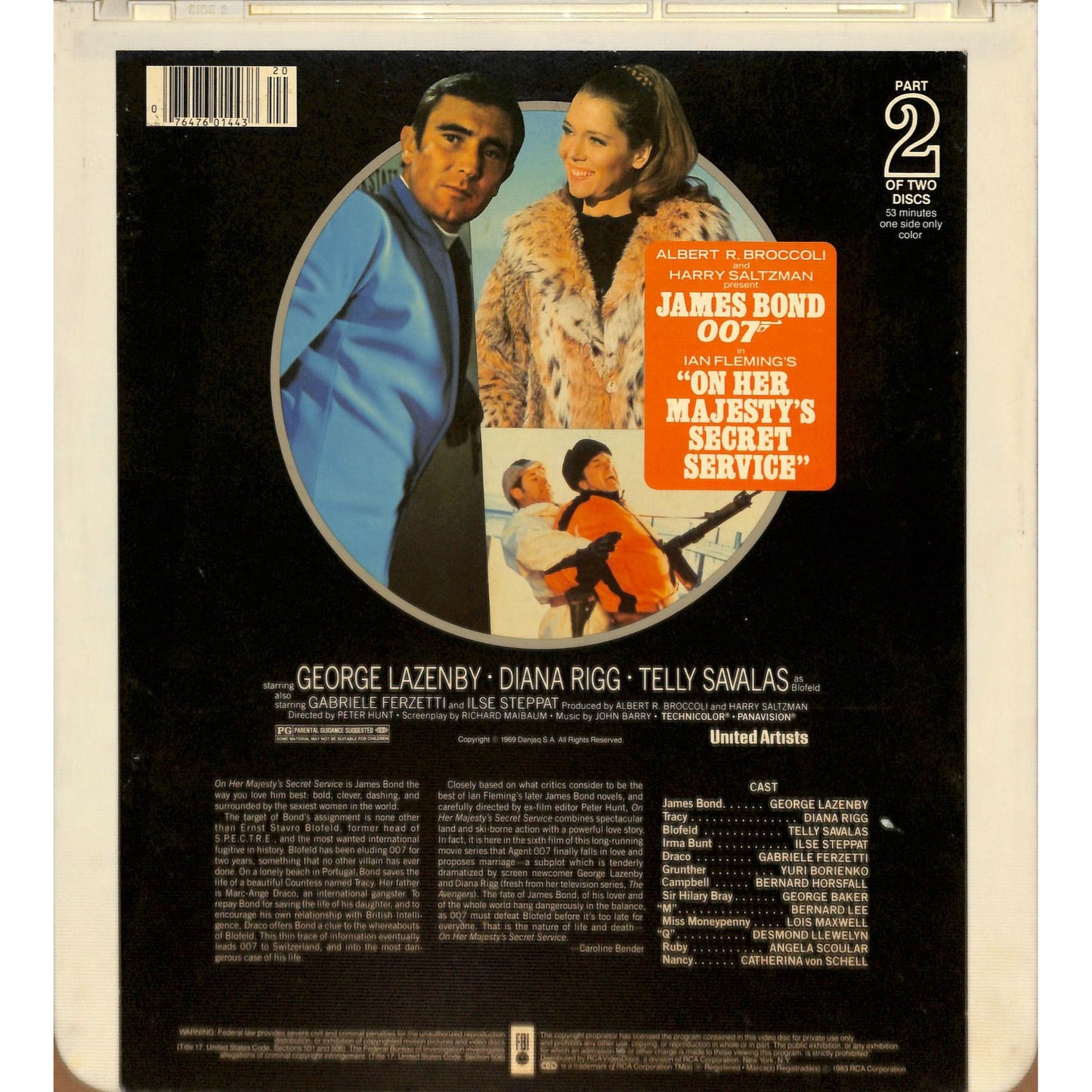 On Her Majesty's Secret Service Parts 1 & 2 (1969) Vintage CED Videodisc TESTED WORKING