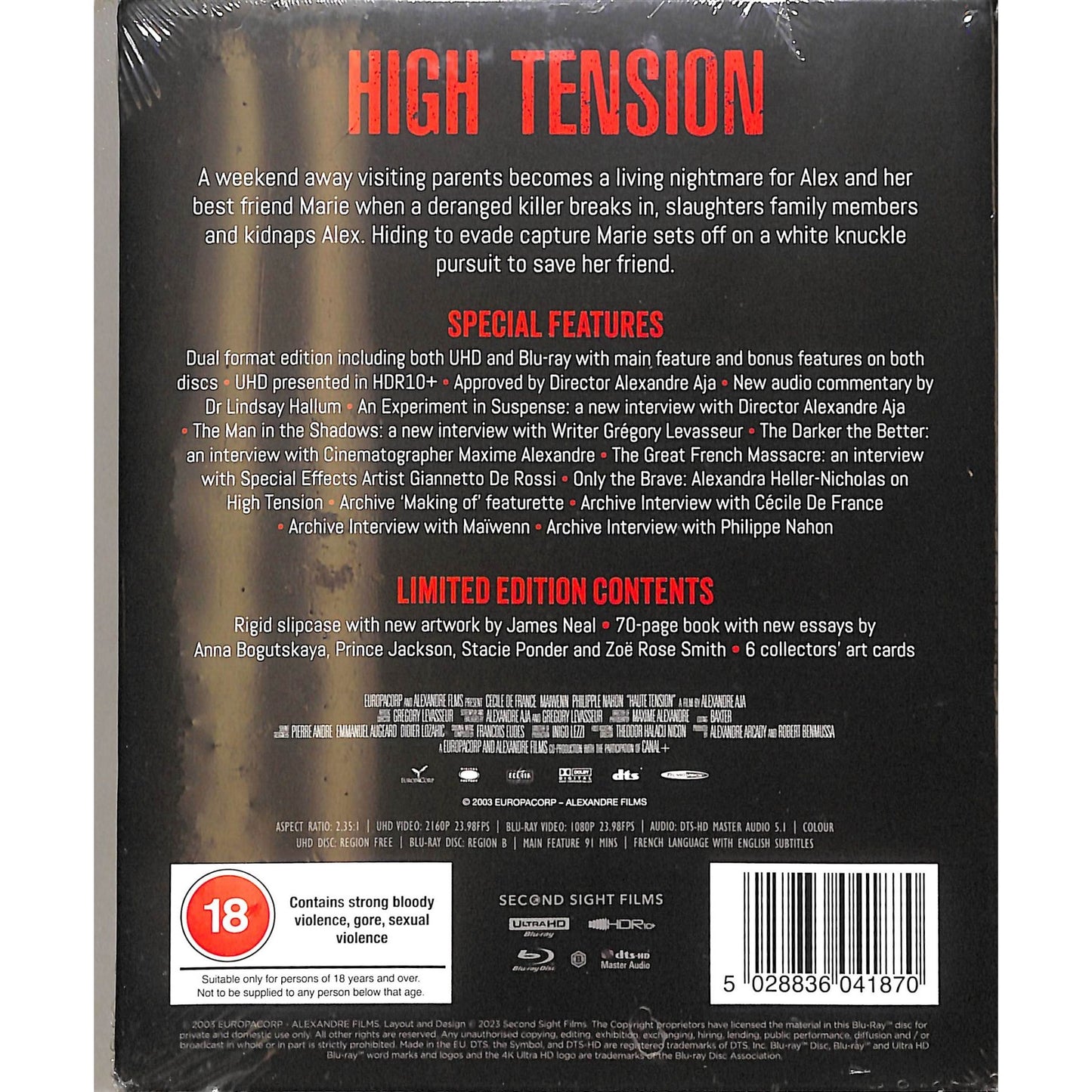 High Tension (2003) sealed Blu Ray Disc Special Edition Set