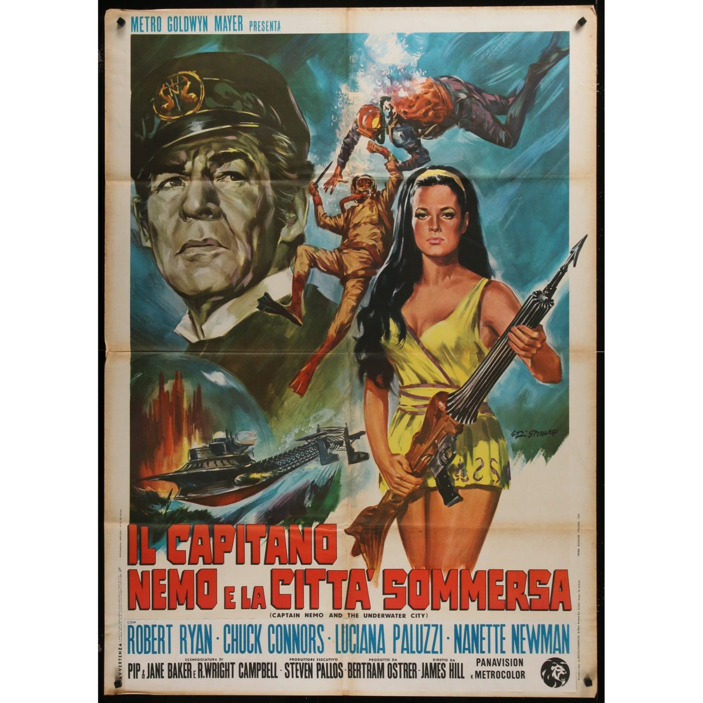 Captain Nemo and the Underwater City (1969) Orig. Italian 1P Movie Poster 39x55