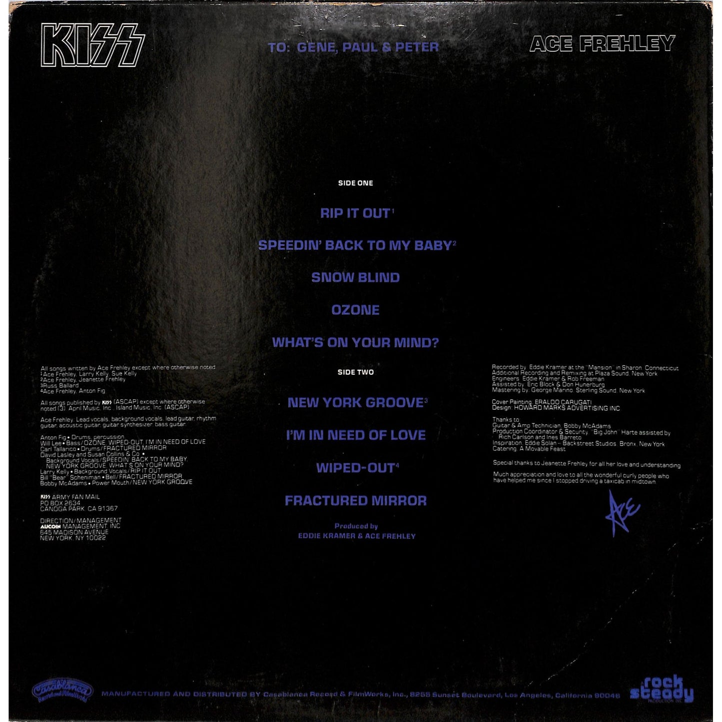 Kiss - Ace Frehley Vinyl Record NBLP-7121