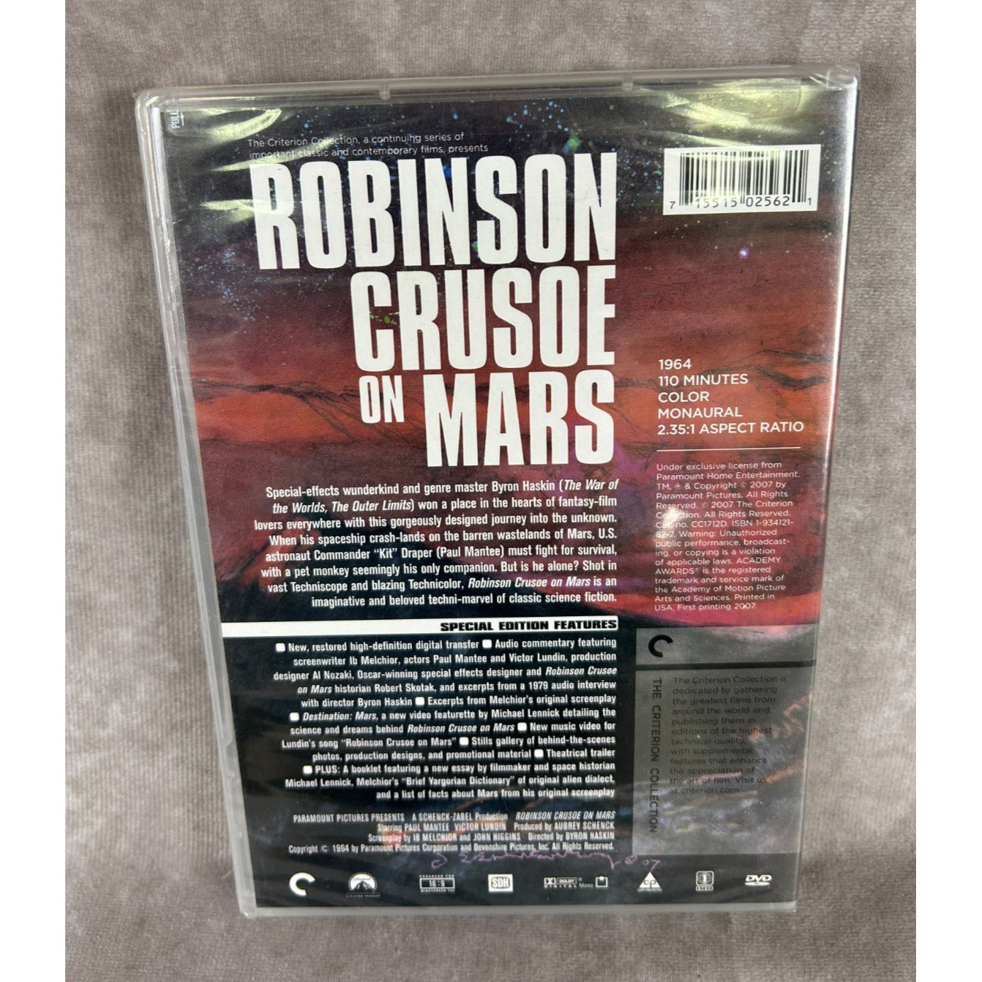 Robinson Crusoe on Mars (The Criterion Collection) DVD - NEW