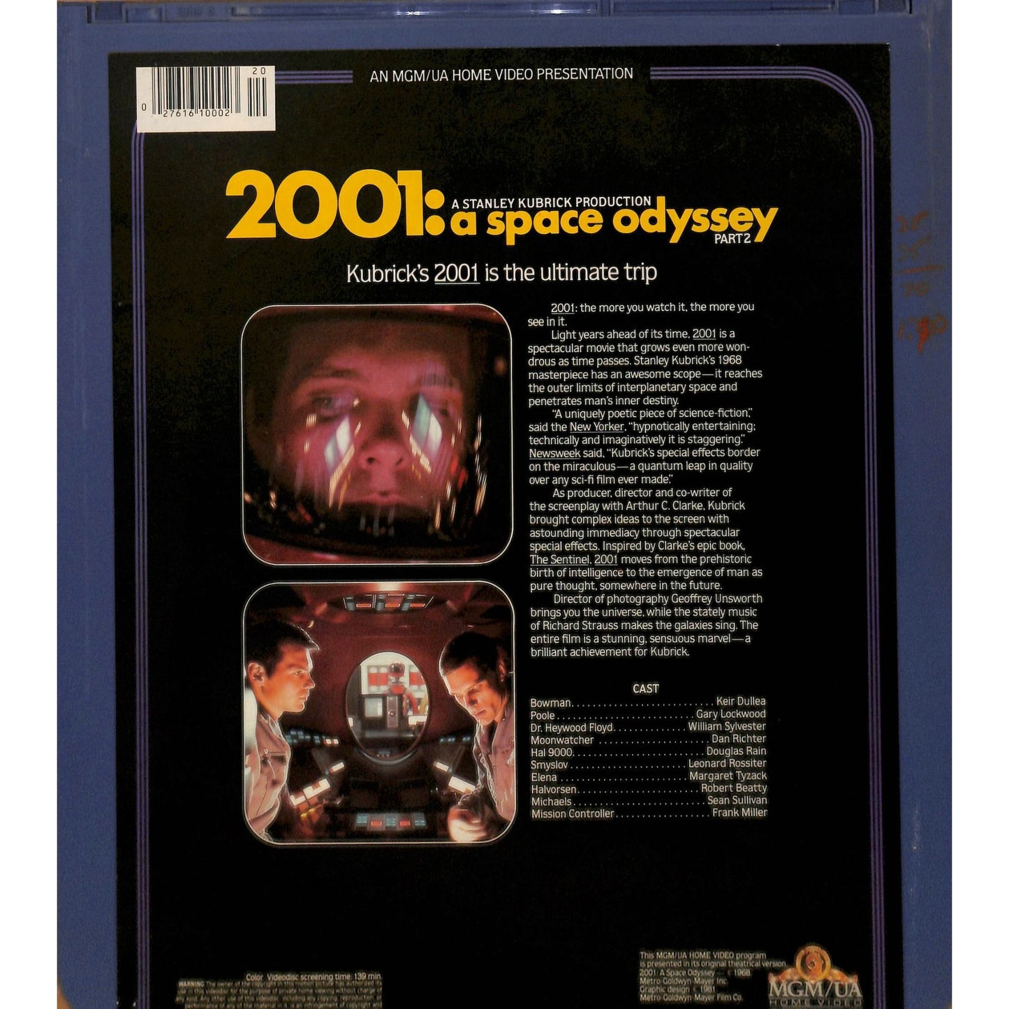 2001: A space Odyssey part 1&2 (1968) CED RCA SelectaVision TESTED WORKING