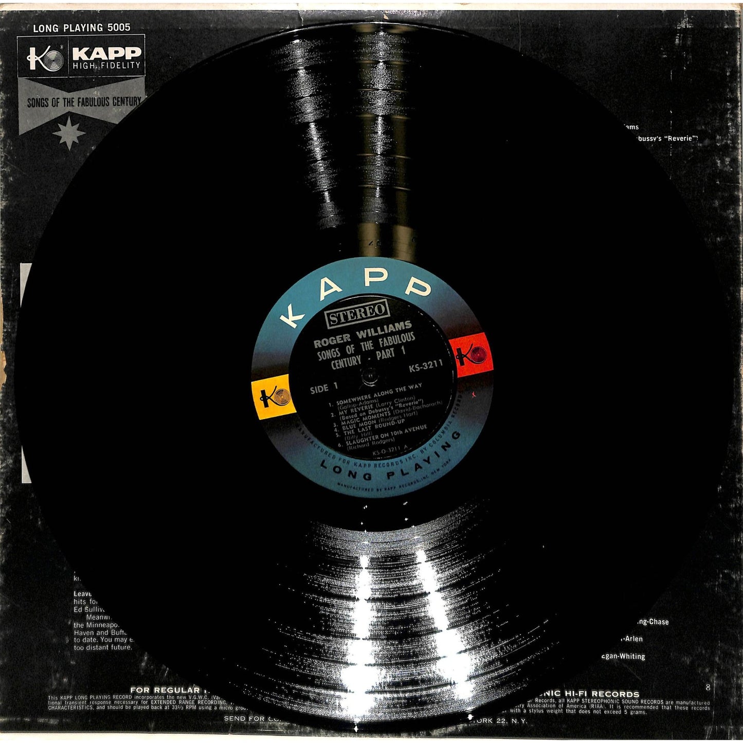 Roger Williams - Songs of the Fabulous Century (1958) 2LP Vinyl Record KXL-5005