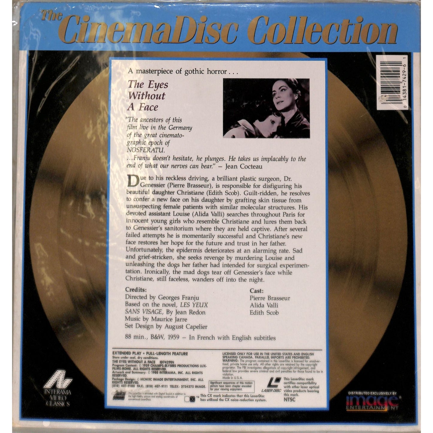 The Eyes Without a Face (1960) Laserdisc Video
