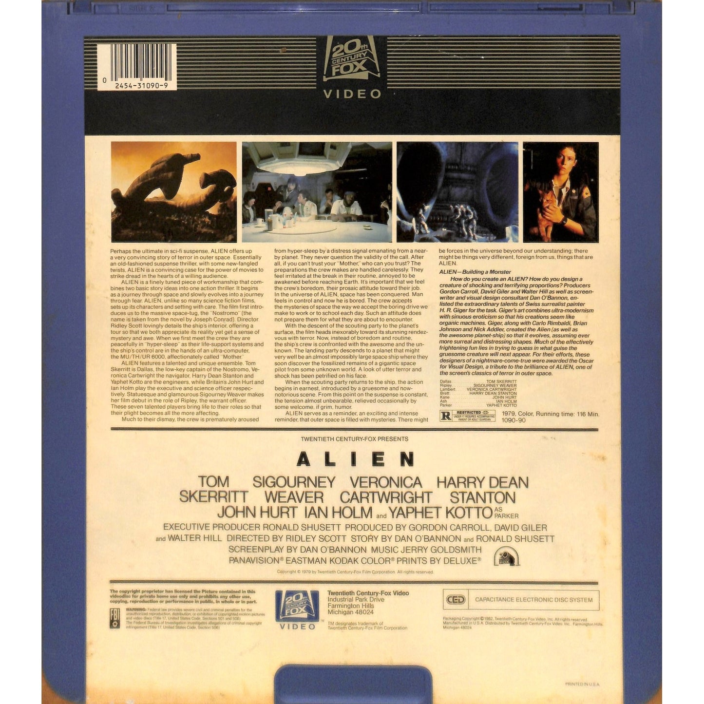 Alien (1979) Vintage CED RCA SelectaVision VideoDisc TESTED WORKING
