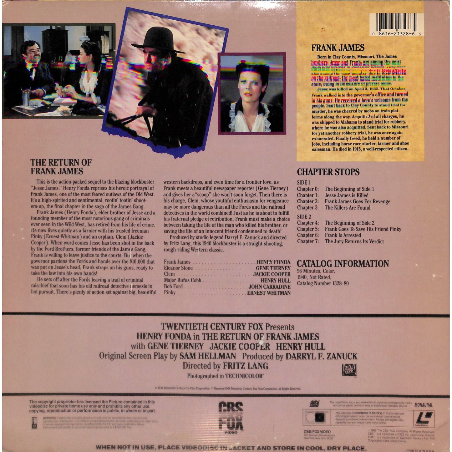 The Return of Frank James (1940) Laserdisc