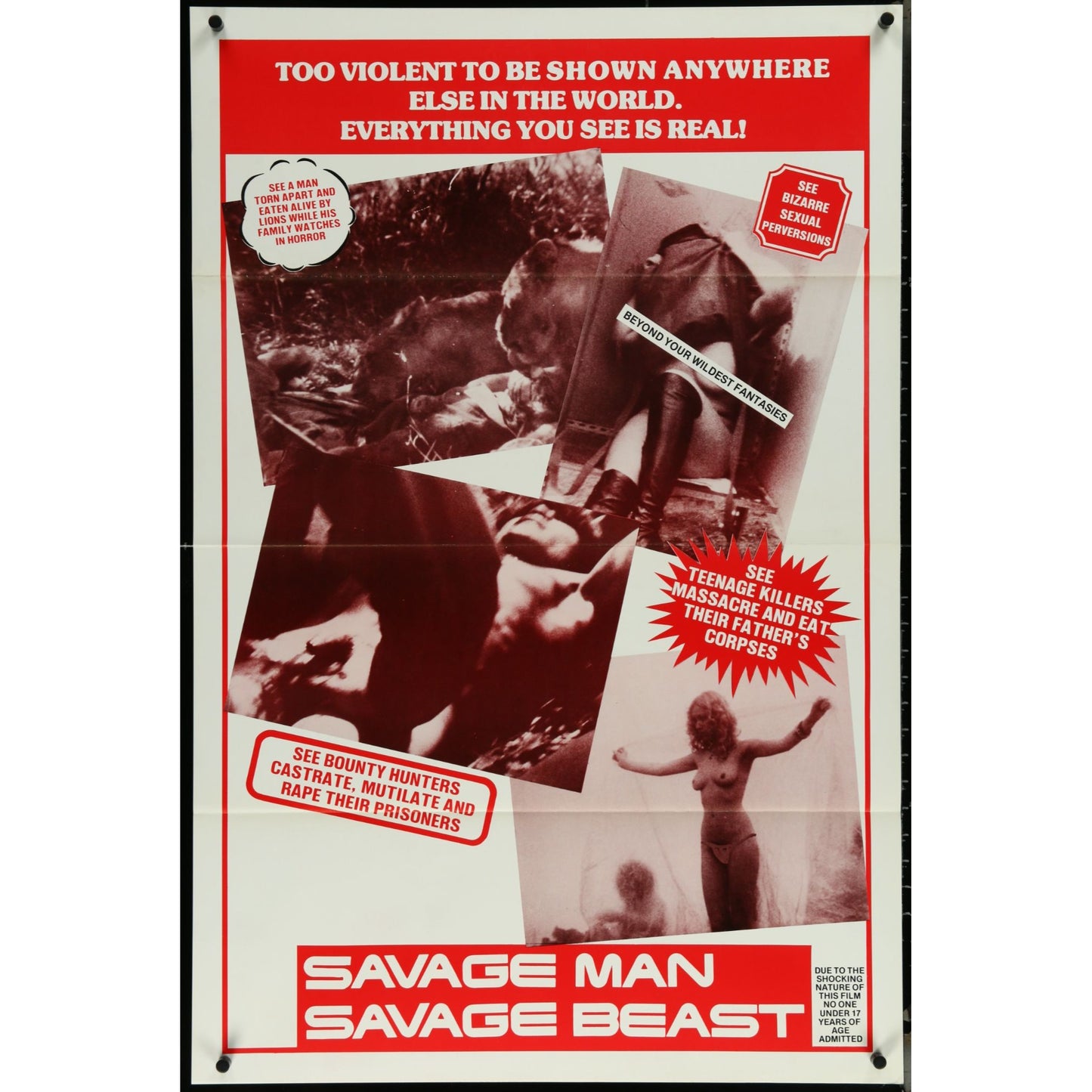 Savage Man Savage Beast (1975) Original Movie Poster Folded 27x41 EM8-523