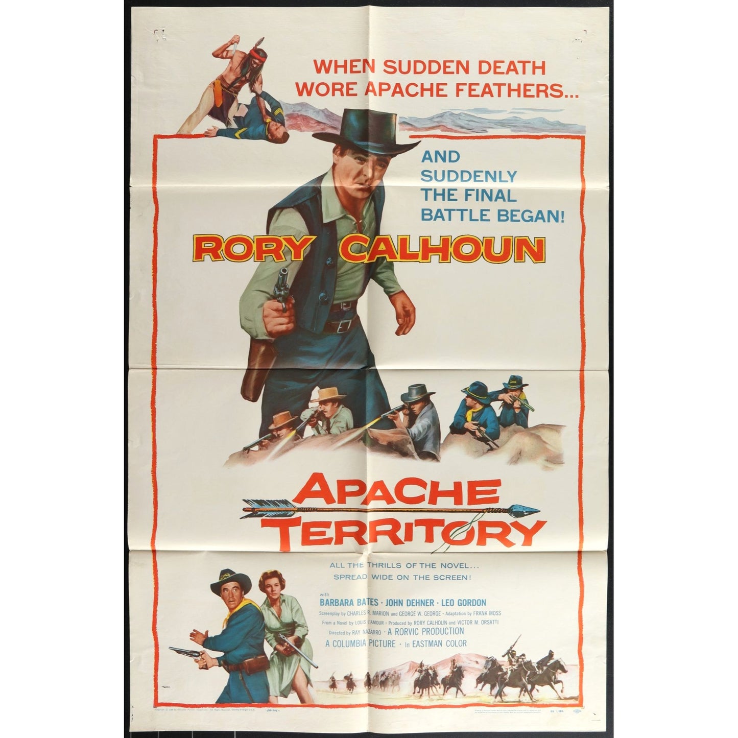 Apache Territory (1958) Original Movie Poster Folded 27x41