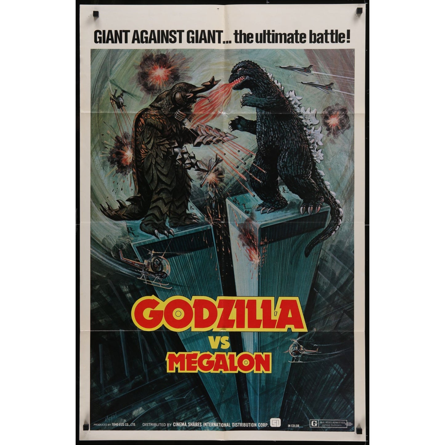 Godzilla vs. Megalon (1976) Original Folded Movie Poster 27x41