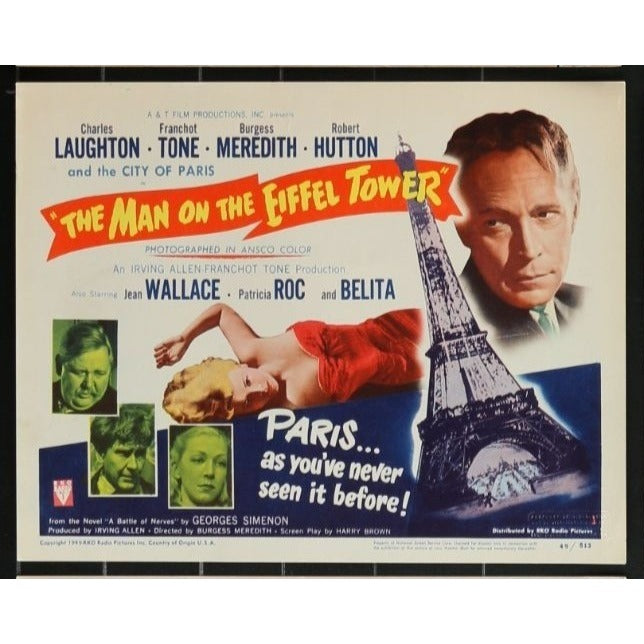 The Man on the Eiffel Tower (1949) Original Lobby Card Movie Poster 11x14