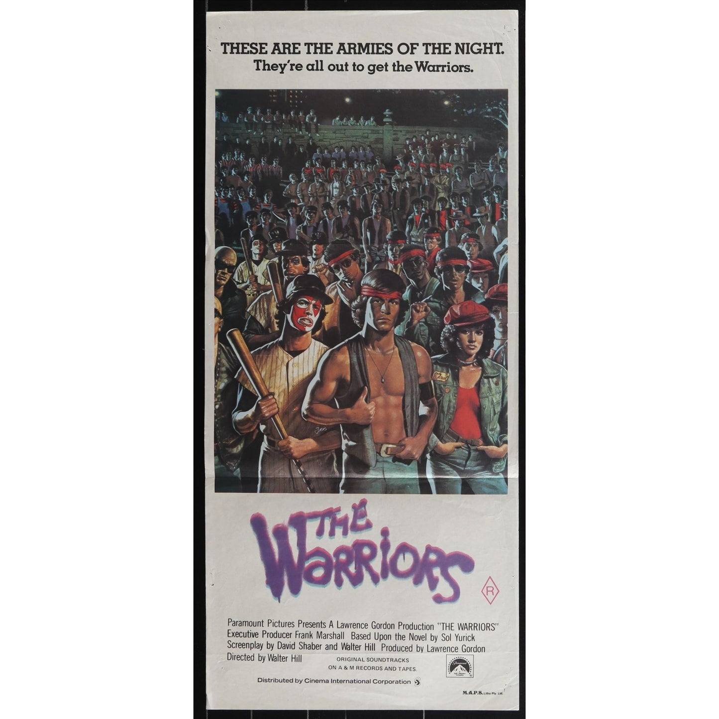 The Warriors (1979) Original Australian Daybill Poster Folded 13x30