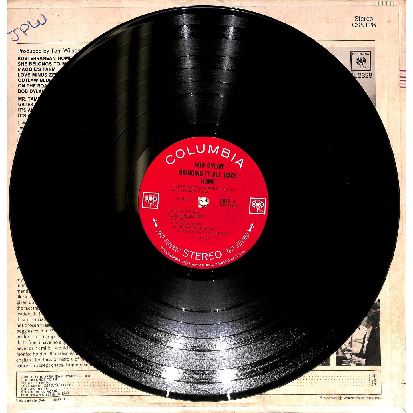 Bob Dylan - Bringing It All Back Home Vinyl Record CS 9128