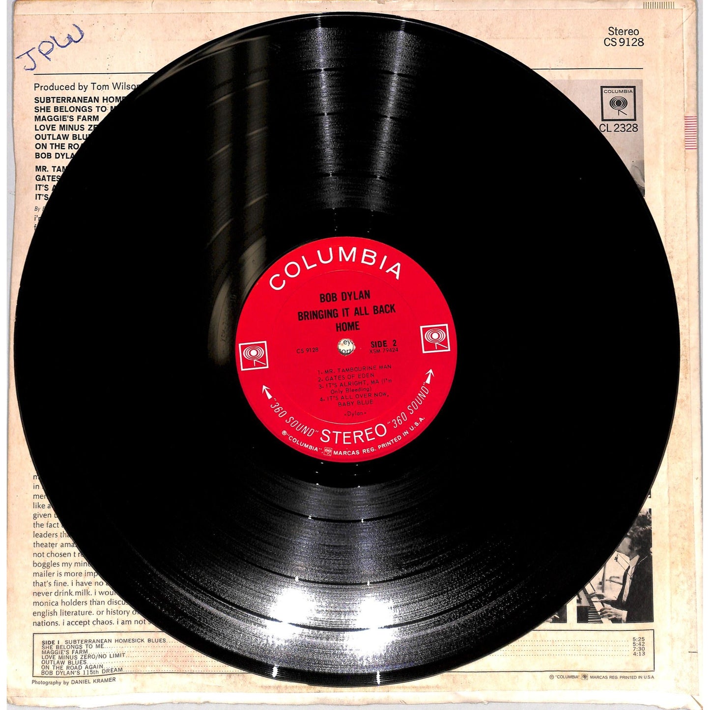 Bob Dylan - Bringing It All Back Home Vinyl Record CS 9128