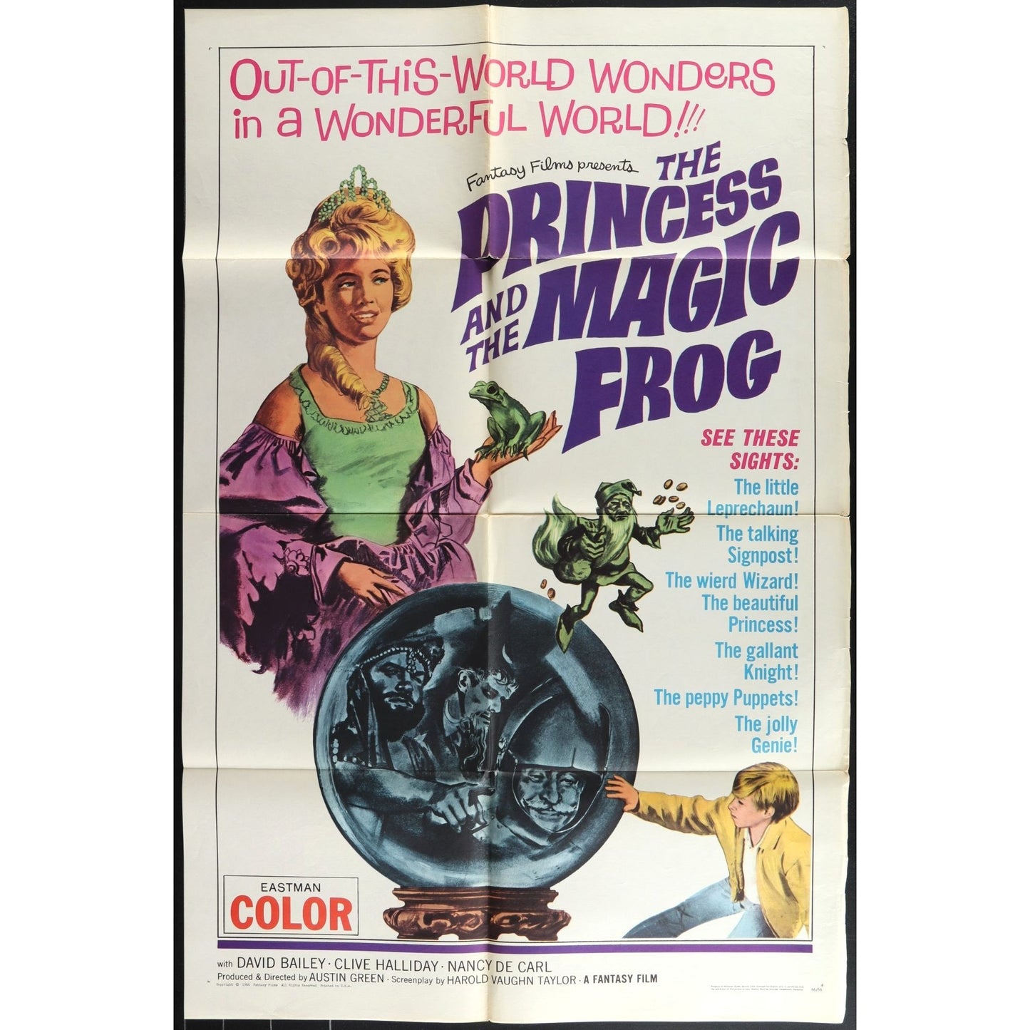 Princess & Magic Frog (1966) Original Movie Poster Folded 27x41