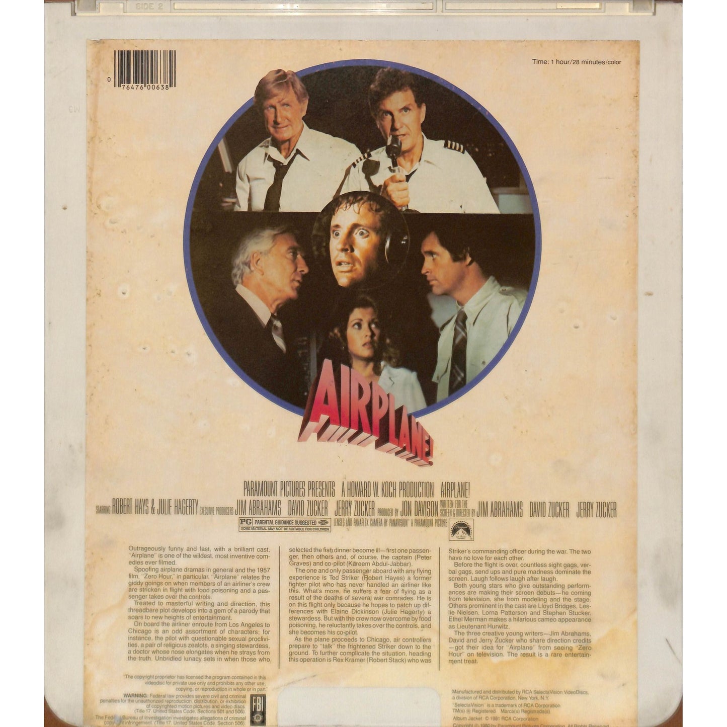 Airplane (1980) Vintage CED Videodisc TESTED WORKING