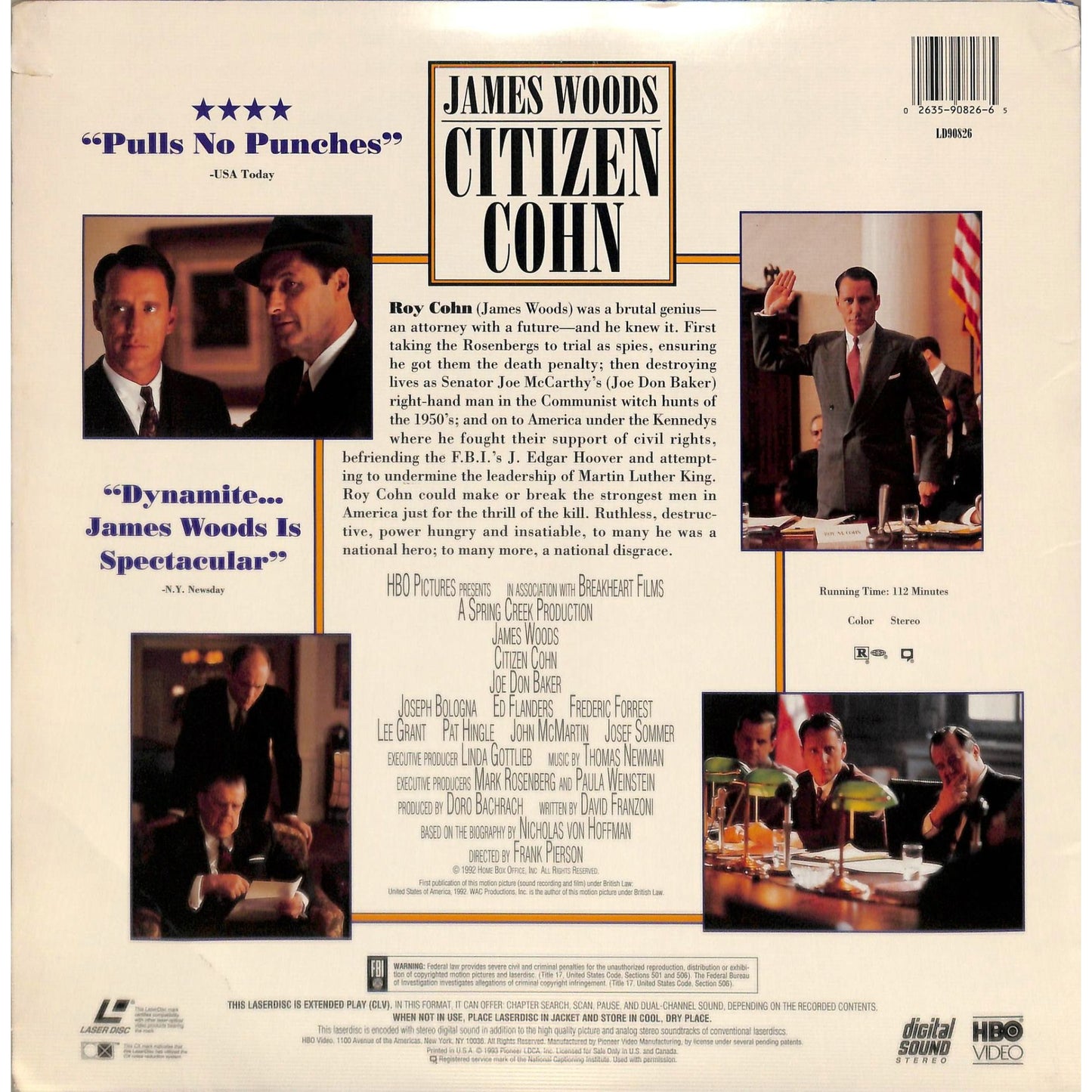 Citizen Cohn (1992) Laserdisc