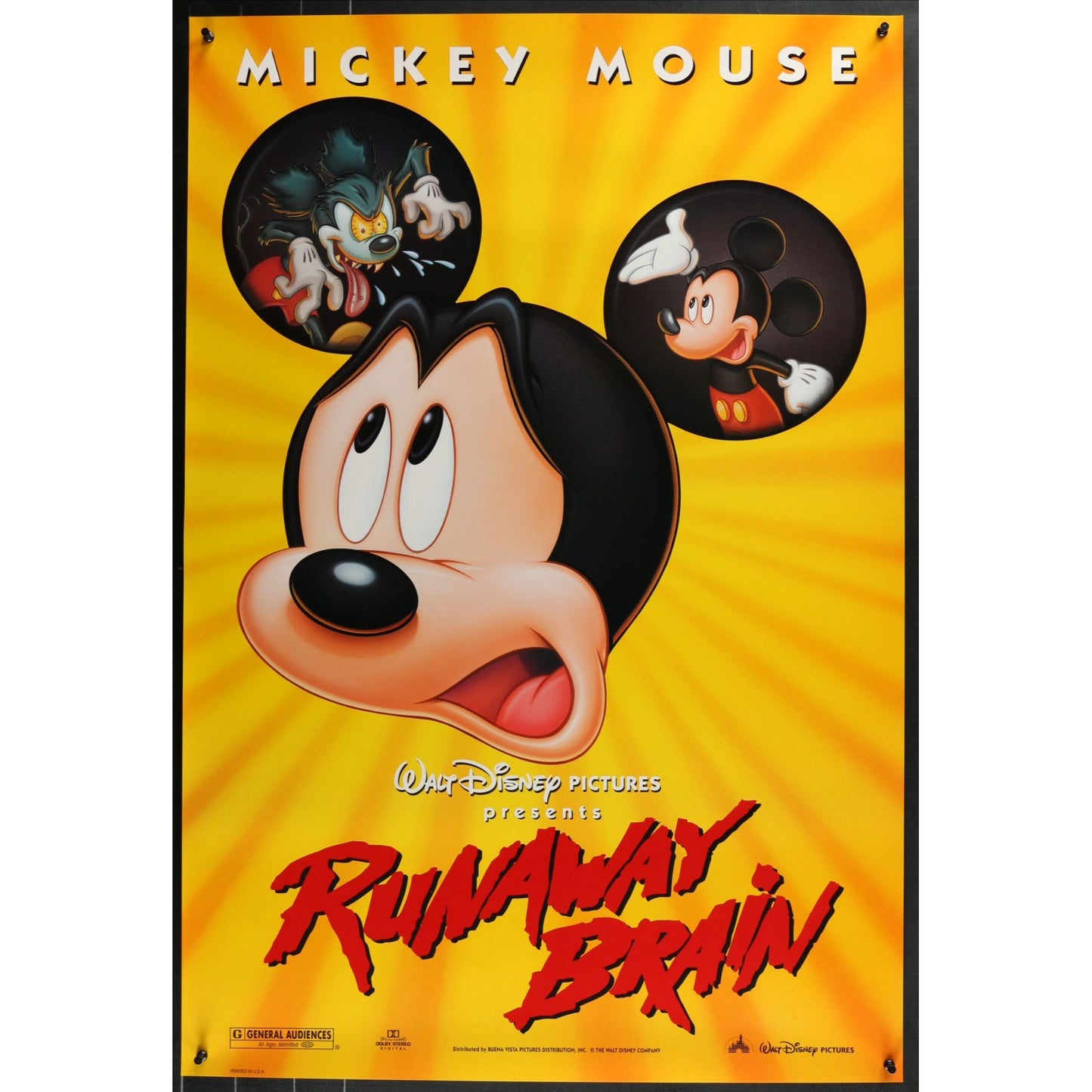 Runaway Brain (1995) Original Double-sided Movie Poster Rolled 27x40