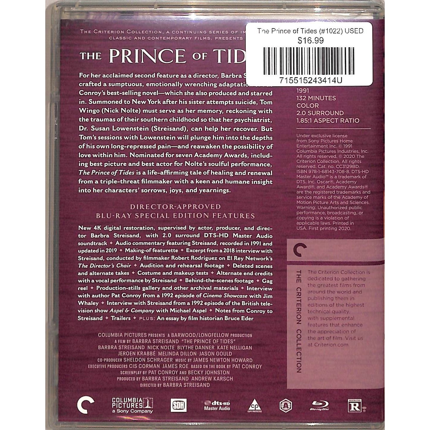 The Prince of Tides (1991) Criterion Collection Blu-Ray