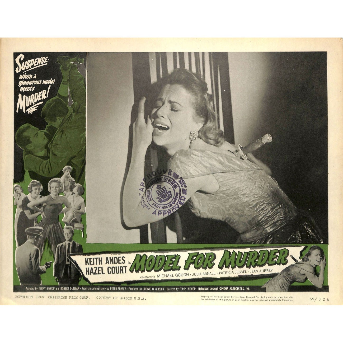 Model For Muder (1959) 8 Lobby Card Full Set 11X14