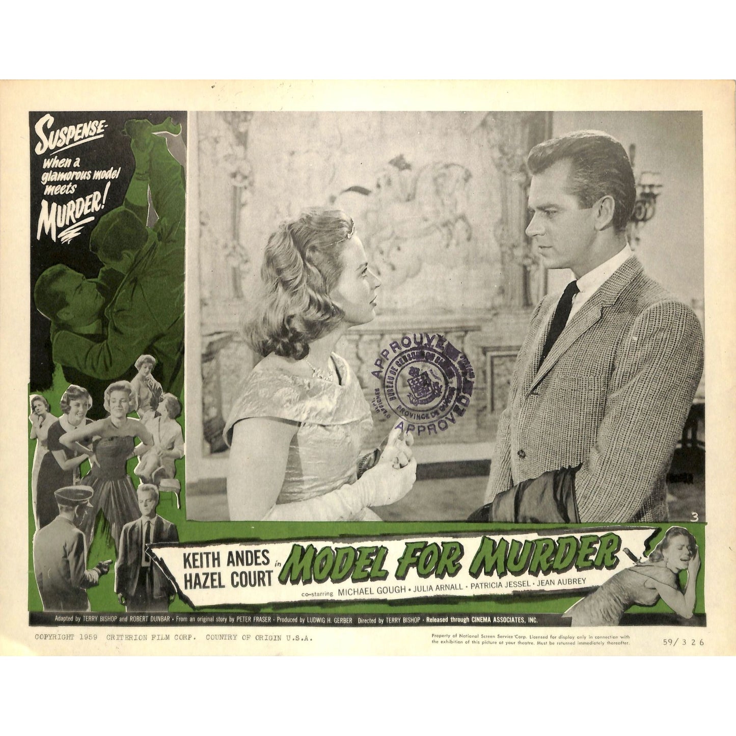 Model For Muder (1959) 8 Lobby Card Full Set 11X14