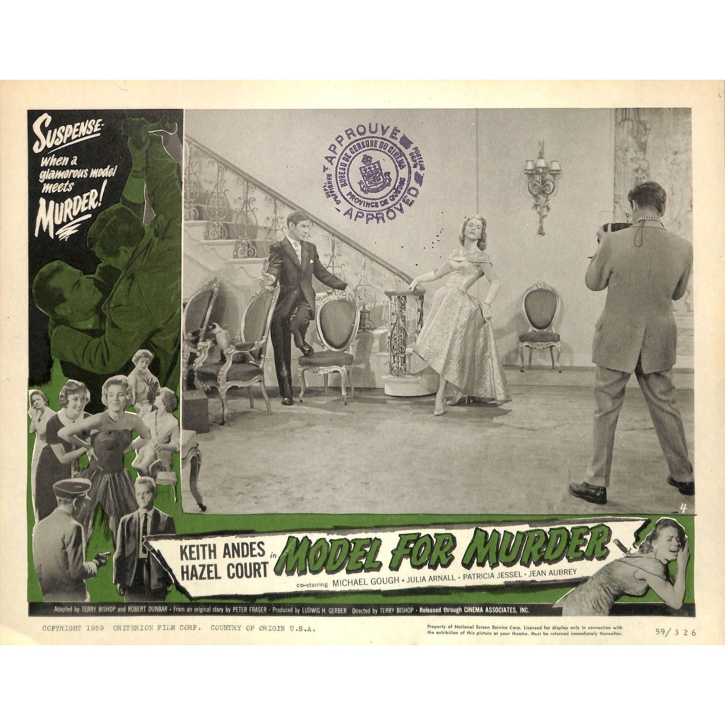 Model For Muder (1959) 8 Lobby Card Full Set 11X14