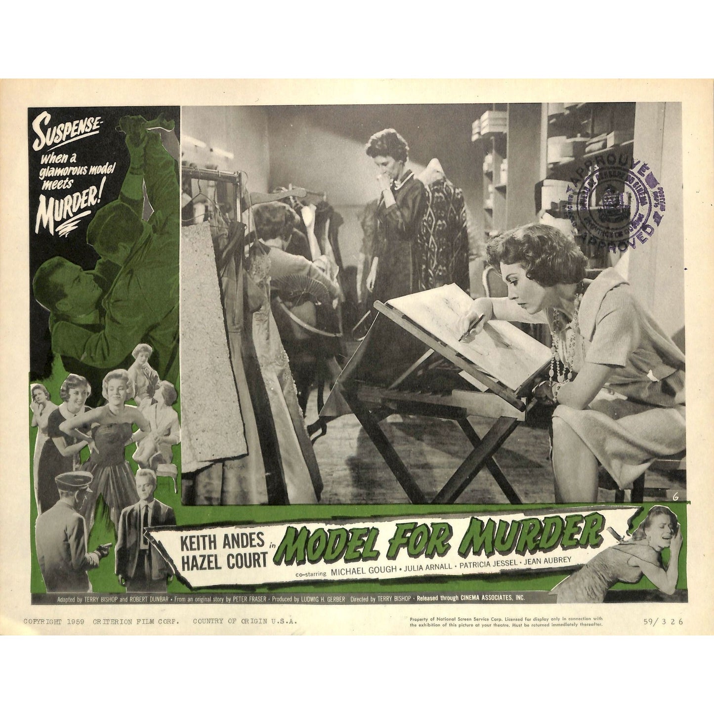 Model For Muder (1959) 8 Lobby Card Full Set 11X14