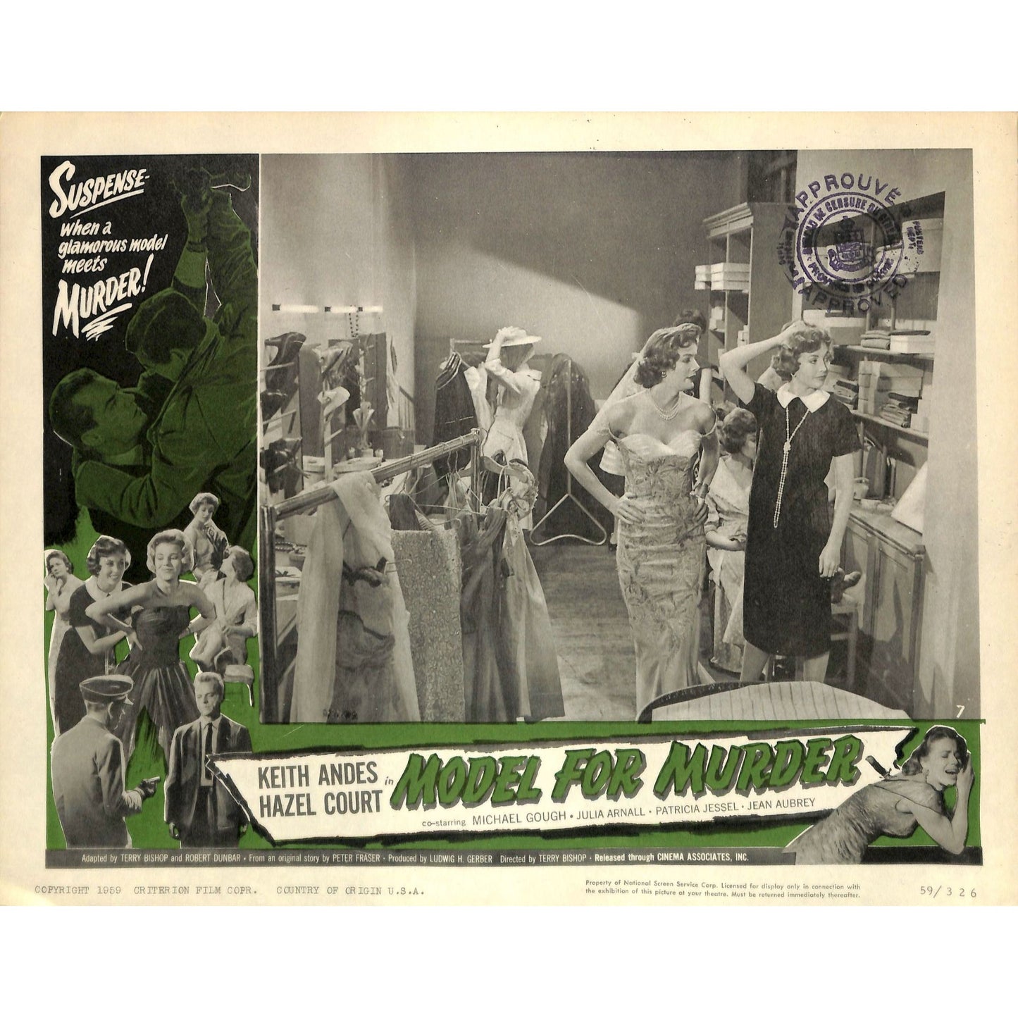 Model For Muder (1959) 8 Lobby Card Full Set 11X14