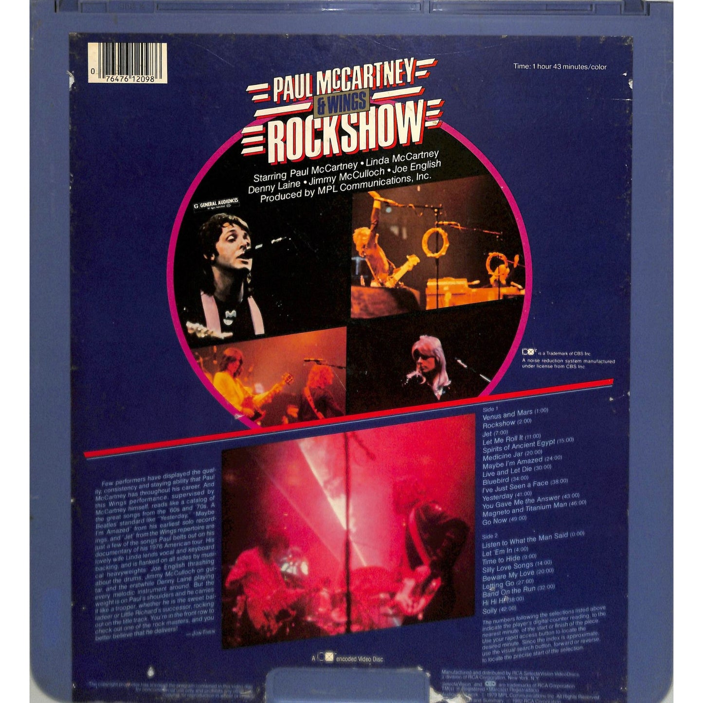 Rockshow (1980) Vintage CED Videodisc