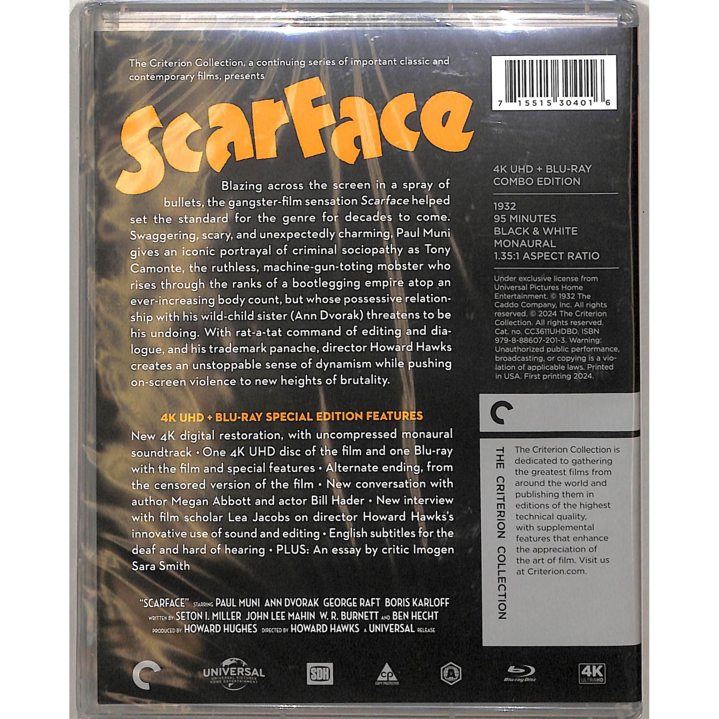 Scarface (1932) The Criterion Collection Sealed Blu Ray Disc
