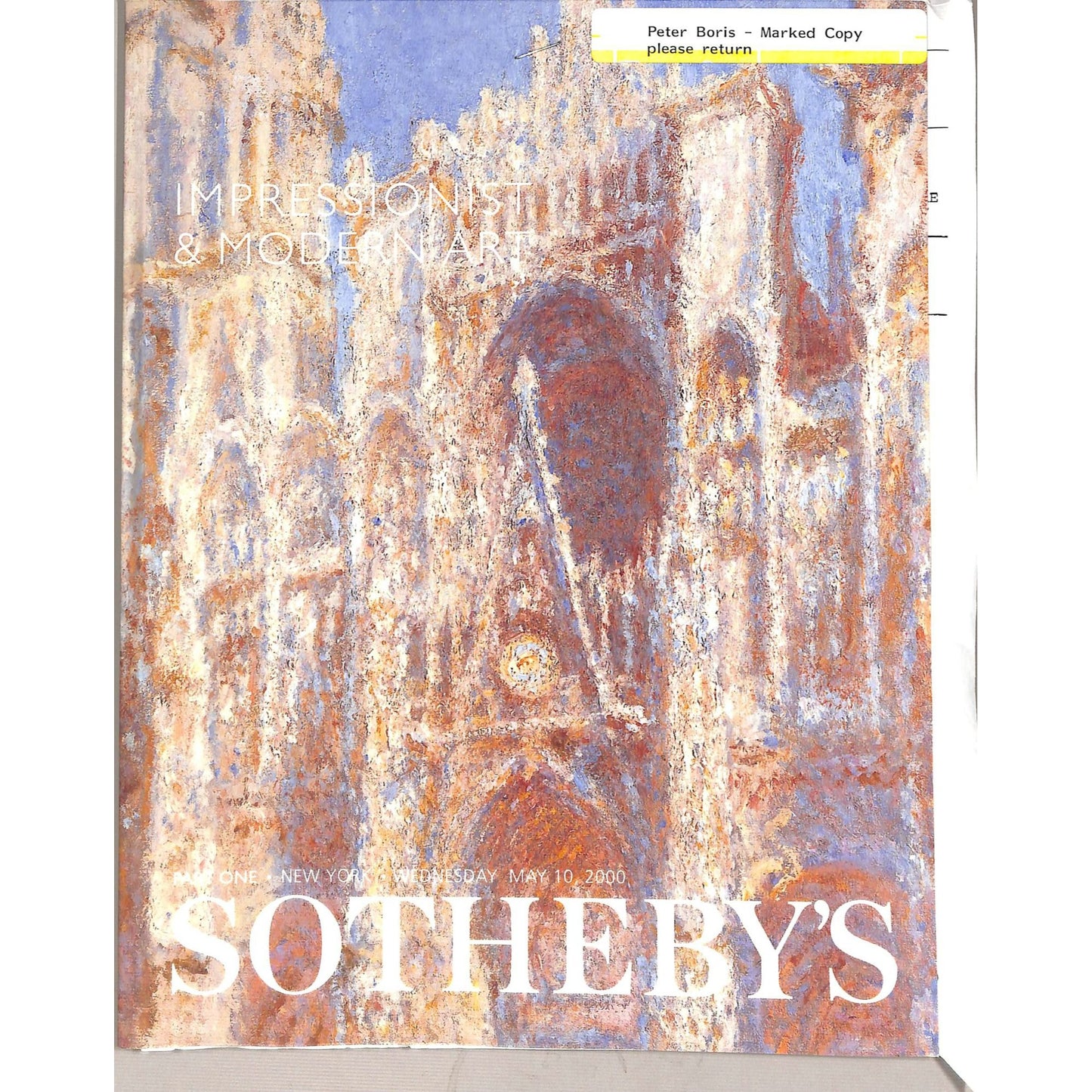Sotheby's Impressionist and Modern Art Auction Catalog May 10, 2000