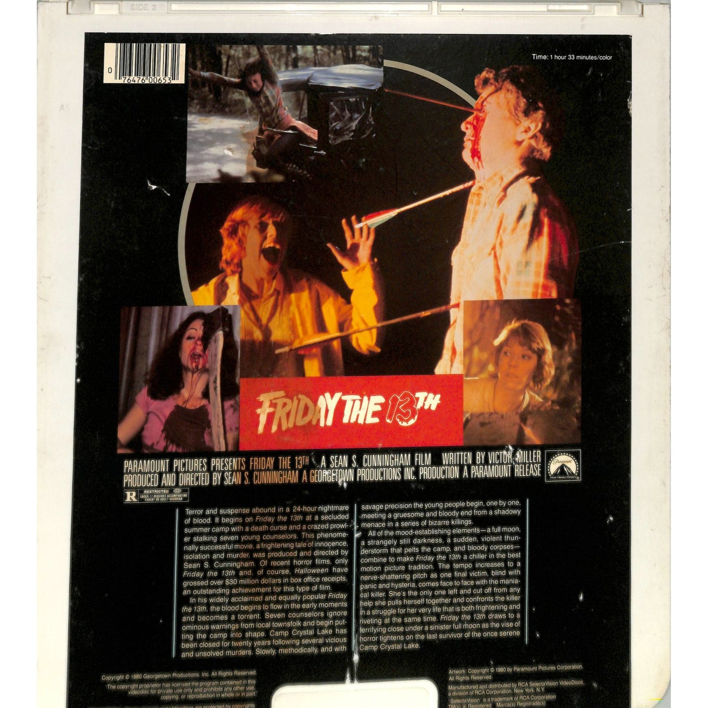 Friday the 13th (1980) Vintage CED Videodisc TESTED WORKING