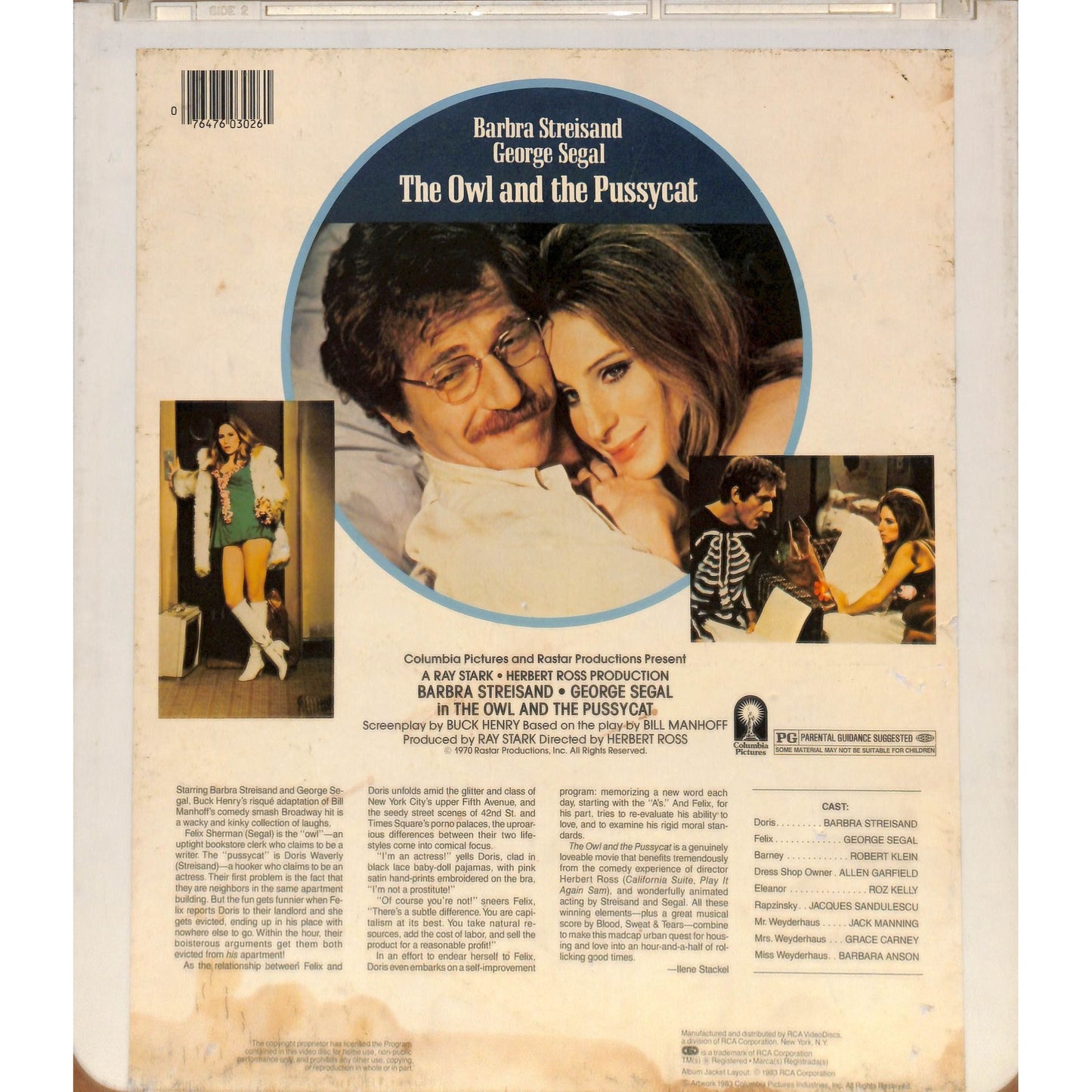 The Owl and the Pussycat (1970) CED RCA SelectaVision Videodisc TESTED WORKING