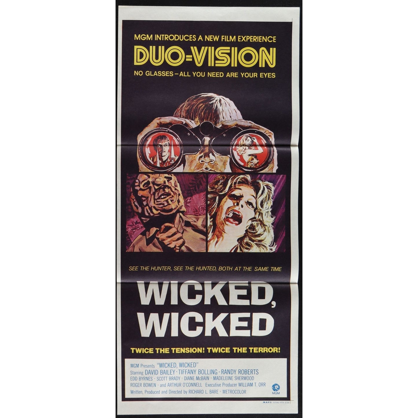 Wicked, Wicked (1973) Original Australian Daybill Movie Poster Folded 13x30