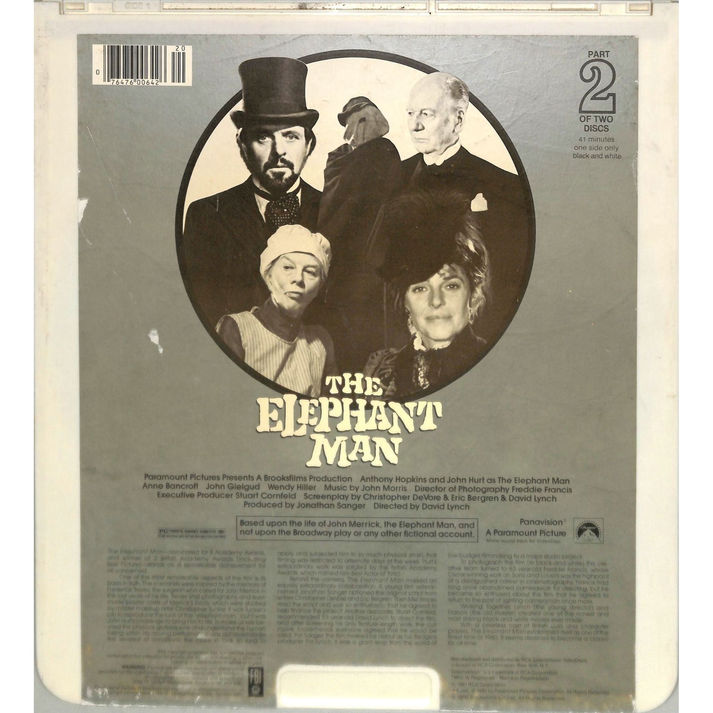 The Elephant Man (1980) Vintage Double CED Videodisc