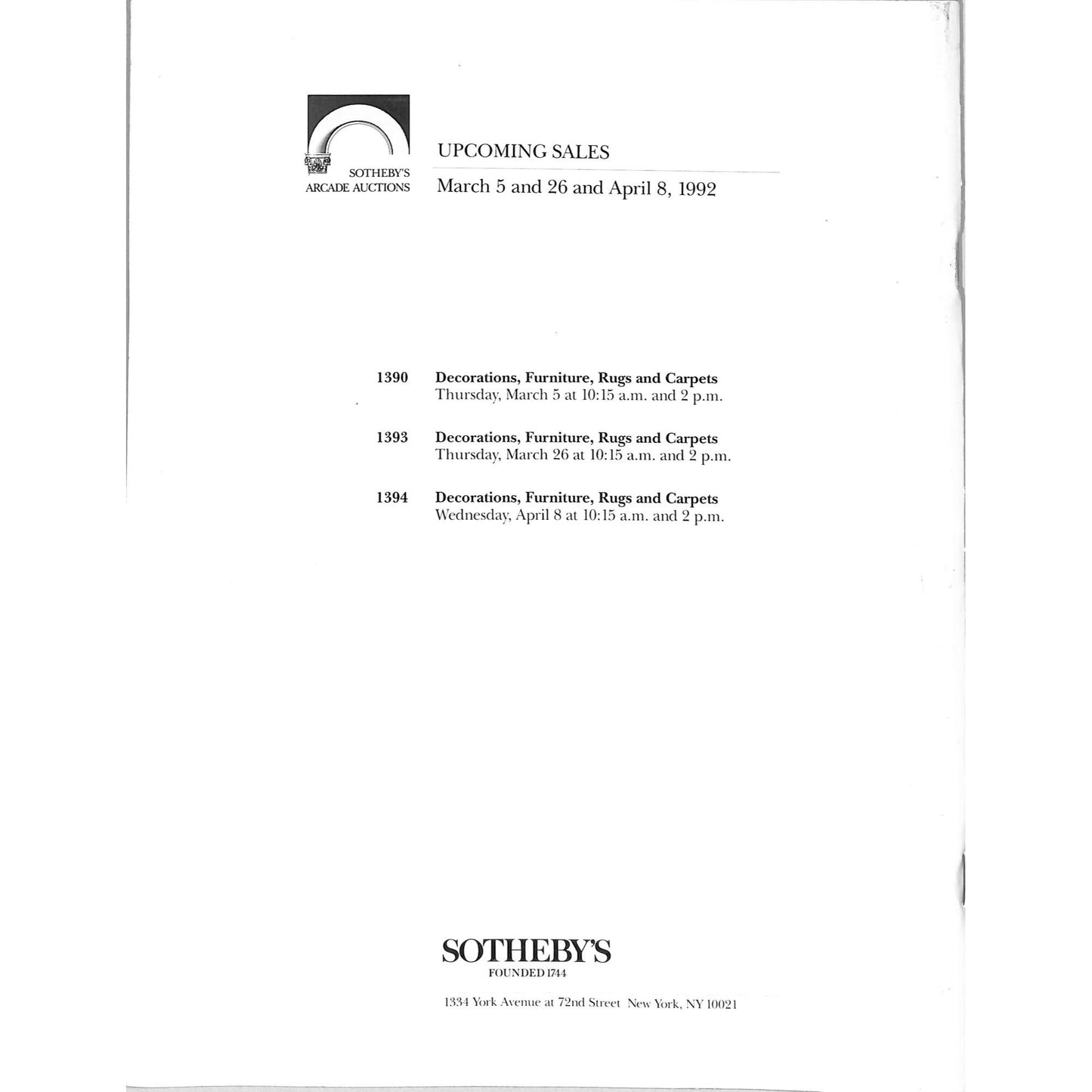 Sotheby's Modern and Contemporary Art Auction Catalog February 28, 1992