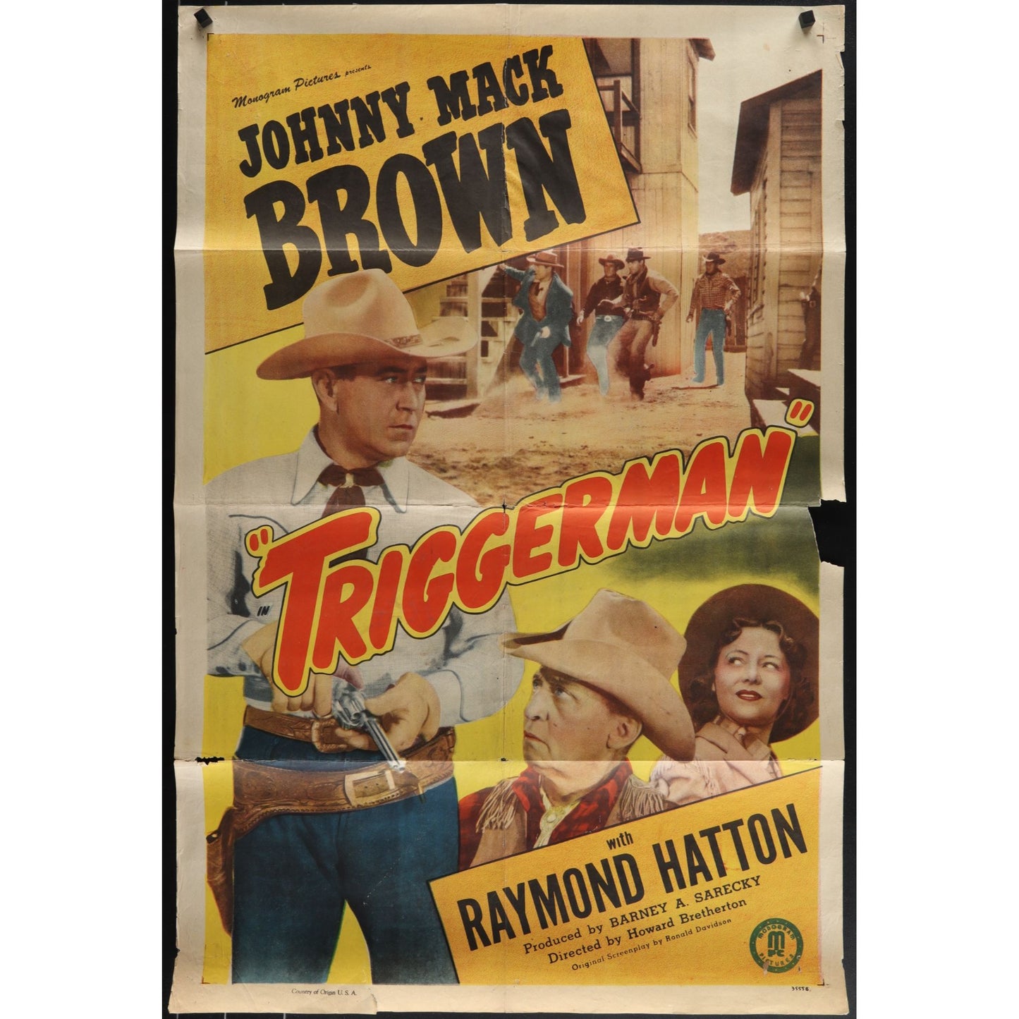 Triggerman (1948) Original Movie Poster 27x41