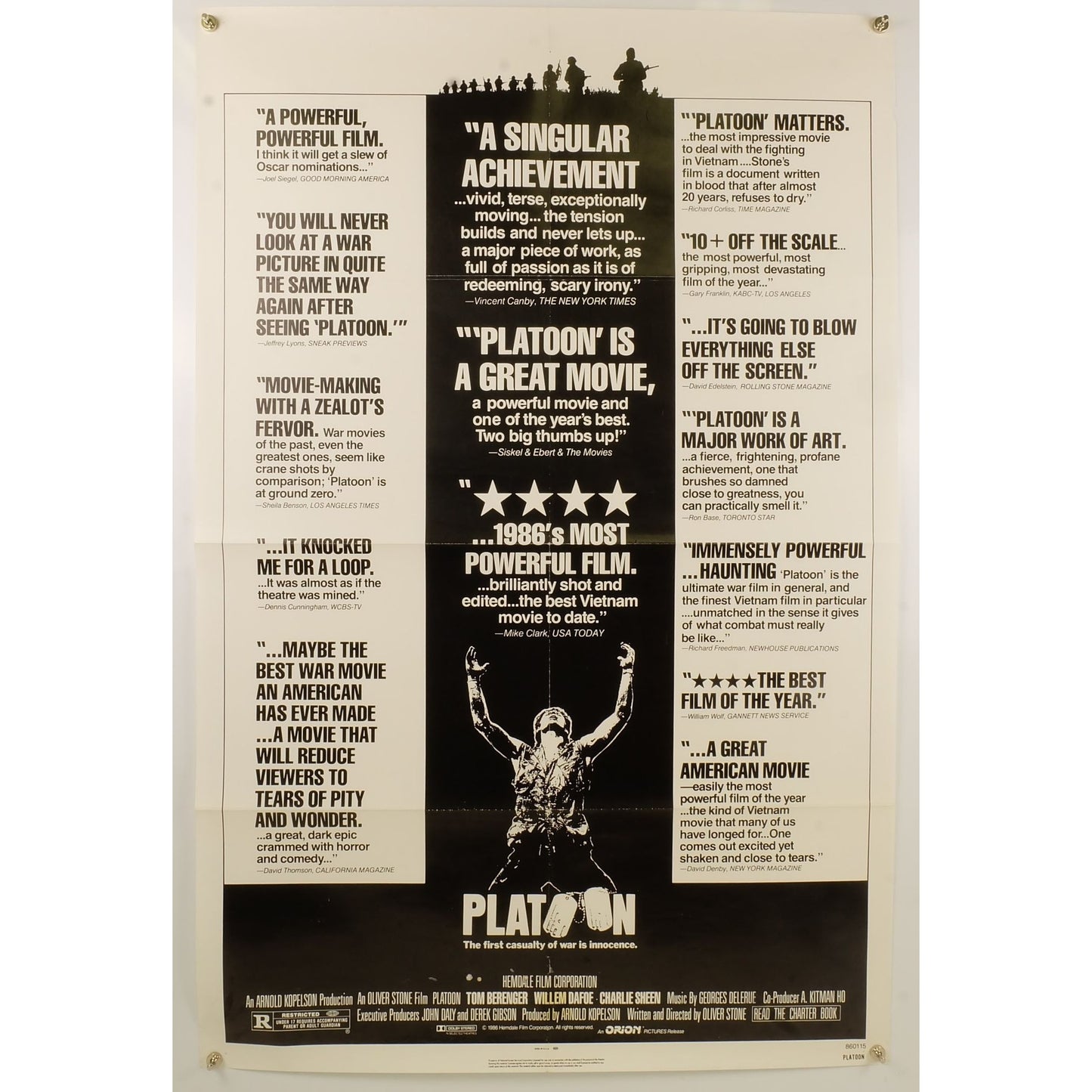 Platoon (1986) Original Movie Poster Folded 27x41