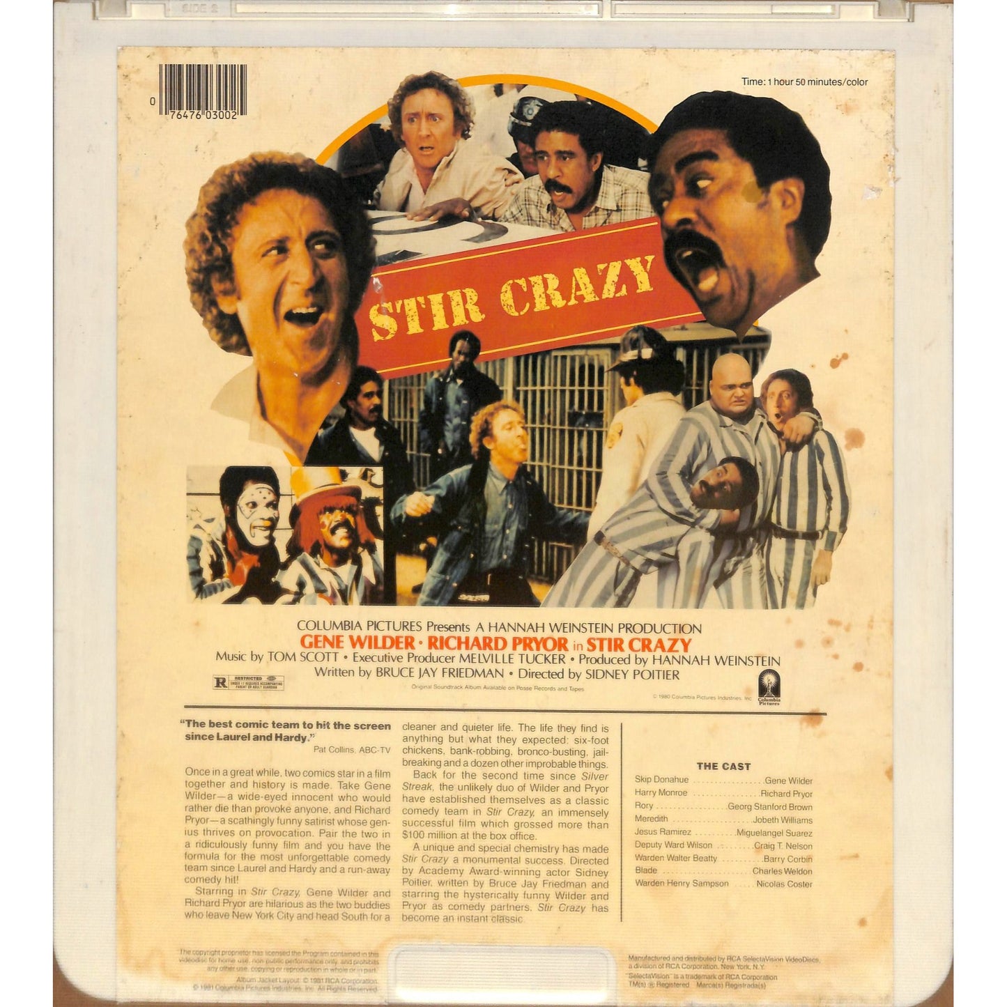 Stir Crazy (1980) Vintage CED Videodisc TESTED WORKING